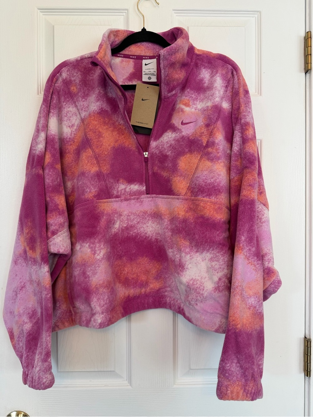 NWT Nike Pink Orange Tie-Dye Half-Zip Fleece Pullover XXL